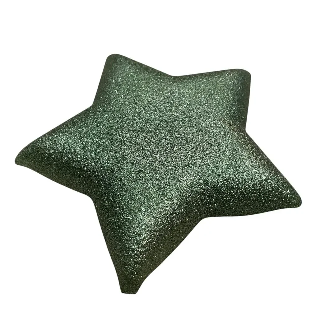 Akcam Green Glitter Star Shaped Glass Christmas Appetizer Plates 7